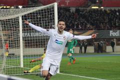 EL, Rapid Vídeň-Plzeň: Michal Ďuriš slaví gól na 0:1