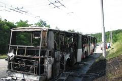 Požár autobusu v Brně