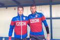 Vojtěch Vorel a Lukáš Zima (vpravo) na tréninku české fotbalové reprezentace do 21 let