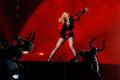 Madonna performs "Living for Love" at the 57th annual Grammy Awards in Los Angeles