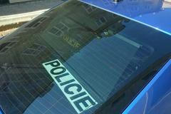 Policejní nálepka a majáček za oknem auta poslance za ANO Bronislava Schwarze