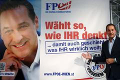 Šéf rakouské krajně pravicové FPÖ Strache po volebním úspěchu v Horních Rakousech.