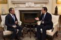 British Prime Minister Cameron speaks with European Council President Tusk at Downing Street in London, Britain