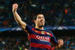 LM, Barcelona-Arsenal: Luis Suárez slaví gól na 2:1
