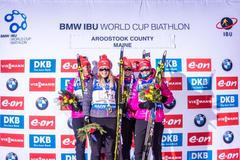 SP v Presque Isle, štafeta Ž: Eva Puskarčíková, Lucie Charvátová, Gabriela Soukalová a Veronika Vítková