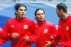 Fotbaloví reprezentanti Milan Baroš, Marek Jankulovski a Vratislav Lokvenc