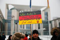 Demonstrace příslušníků ruské komunity v Berlíně.