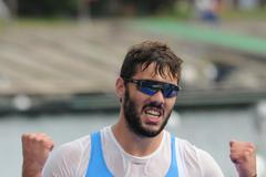 Kajakář Josef Dostál při stříbrném závodě na MS v Miláně 2015