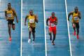 MS v atletice 2013, 100 m - finále: Kemar Bailey-Cole, Usain Bolt, Justin Gatlin a Nickel Ashmeade