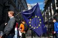 Brexit vlajka A man carries a EU flag, after Britain voted to leave the European Union, outside Downing Street in London