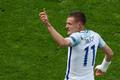 Euro 2016: Anglie-Wales: Jamie Vardy slaví  gól na na 1:1