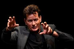 U.S. actor Charlie Sheen speaks during 'An Evening with Charlie Sheen' in London