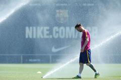 Lionel Messi na tréninku Barcelony