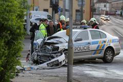 Nehoda policejního auta v Ústí nad Labem
