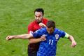 Turkey's Volkan Sen in action with Croatia's Darijo Srna