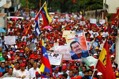 Demonstrace na podporu Nicoláse Madury v Caracasu.