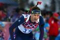 Norway's Bjoerndalen reacts during the men's biathlon 20 km individual event at the Sochi 2014 Winter Olympic Games in Rosa Khutor