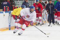 Trénink české reprezentace před MS v hokeji 2016