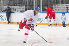 Trénink české reprezentace před MS v hokeji 2016