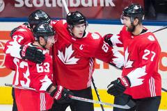 SIDNEY CROSBY, BRAD MARCHAND, PATRICE BERGERON, ALEX PIETRANGELO, Světový pohár, CAN - EUR