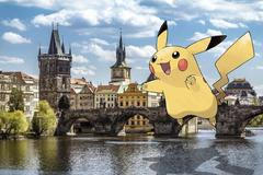 Pokémon GO - Koláž Pikachu nad Prahou