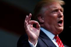 Republican U.S. presidential nominee Donald Trump attends a campaign rally at Crown Arena in Fayetteville, North Carolina