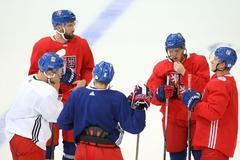 Česká hokejová reprezentace na tréninku před Světovým pohárem 2016