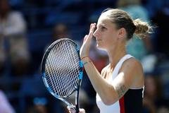 Karolína Plíšková ve čtvrtfinále US Open 2016 s Anou Konjuhovou