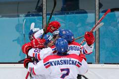 Radost českých hráčů na Memoriálu Ivana Hlinky v Břeclavi