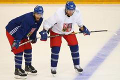 Česká hokejová reprezentace na tréninku před Světovým pohárem 2016