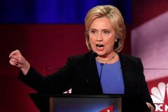 Hillary Clintonová v předvolební debatě demokratických kandidátů na prezidenta USA