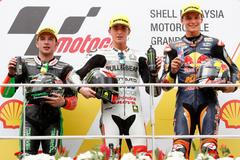 Moto3, VC Malajsie: Jakub Kornfeil, Francesco Bagnaia, Bo Bendsneyder