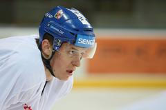 Lukáš Radil na tréninku reprezentace před Channel One Cupem 2016