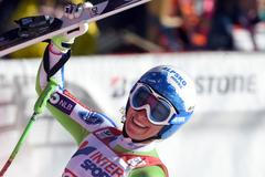 Ilka Štuhecová slaví vítězství ve třetím sjezdu sezony