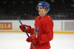 David Tomášek na tréninku reprezentace před Channel One Cupem 2016