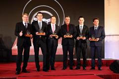 Zlatý volant 2016: Mika Häkkinen, Jan Kopecký, Adam Lacko, Vladimír Vitver, Adam Kout a Václav Fejfar