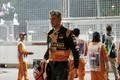 Force India Formula One driver Hulkenberg of Germany walks from the track after crashing during the Singapore F1 Grand Prix