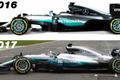 F1 2017: Mercedes W08 EQ Power+ vs. rok 2016