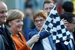 Angela Merkelová na mítinku v Sársku.