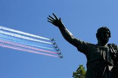 Vojenská přehlídka v Moskvě k výročí druhé světové války 9.5. 2016