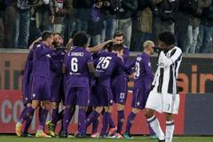 Radost hráčů Fiorentiny proti Juventusu