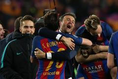 LM, Barcelona- Paris St Germain: radost Barcelony - Sergi Roberto a Luis Enrique