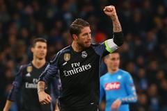 Sergio Ramos v utkání Ligy mistrů proti Neapoli