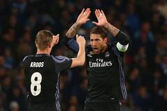 Sergio Ramos v utkání Ligy mistrů proti Neapoli