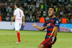 Evropský superpohár, Barcelona-Sevilla: Rafinha slaví gól na 3:1