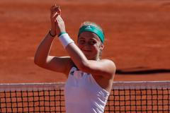 Jelena Ostapenková bezprostředně po vítězství na French Open 2017