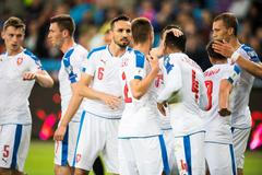 Česká fotbalová reprezentace během kvalifikačního zápasu v Norsku