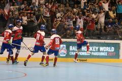 Hokejbalové čtvrtfinále Česko-Indie