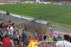 Potyčka fanoušků během zápasu Brna s Baníkem Ostrava