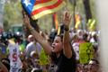 Protesty na podporu referenda o nezávislosti Katalánska.